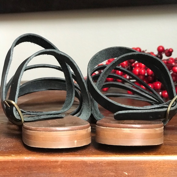 J.Crew, black leather ankle-tie sandals, size 6 US - Picture 4 of 5